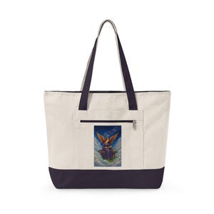 Angel Reading Illustration Zippered Tote image 9