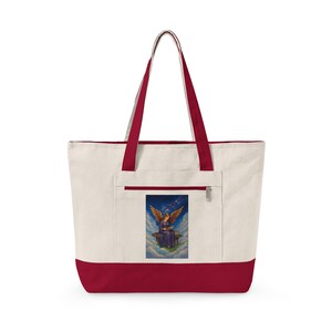 Angel Reading Illustration Zippered Tote image 10