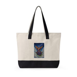 Angel Reading Illustration Zippered Tote image 12
