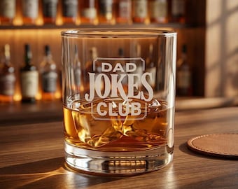 Dad Jokes Club Whiskey Glass Engraved 10.5oz