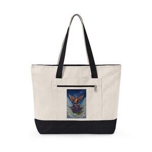 Angel Reading Illustration Zippered Tote image 4