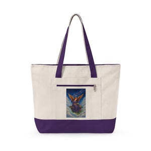 Angel Reading Illustration Zippered Tote image 8