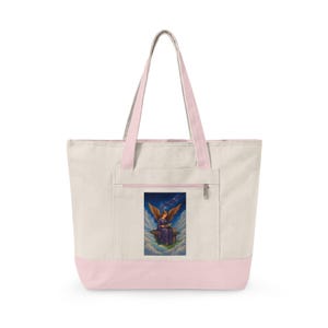 Angel Reading Illustration Zippered Tote image 5