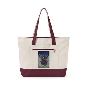 Angel Reading Illustration Zippered Tote image 6