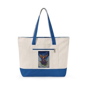 Angel Reading Illustration Zippered Tote image 7