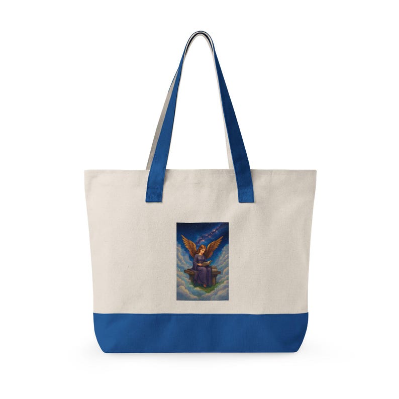 Angel Reading Illustration Zippered Tote image 15