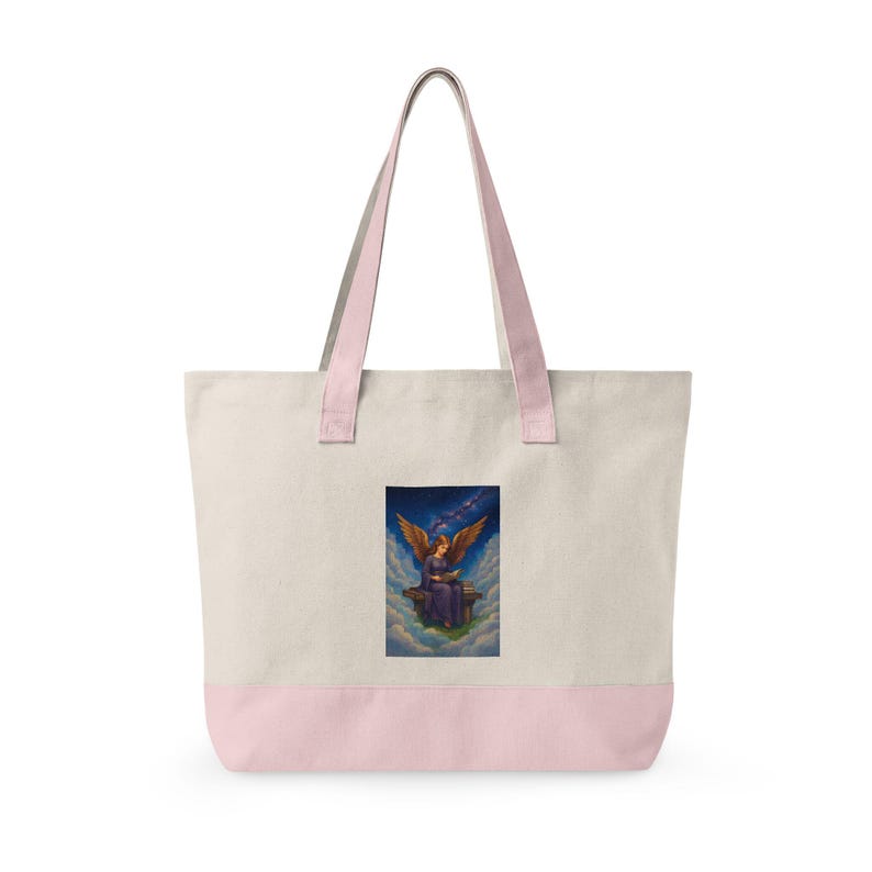 Angel Reading Illustration Zippered Tote image 13