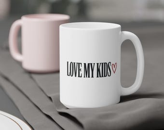 Love My Kids mug Ceramic coffee cup with heart design