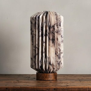 Origami Marble Paper Lamp with Mango Wood Base