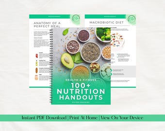 100+ Nutrition Handouts, Wellness Guides, Meal Plans (Instant PDF Download)