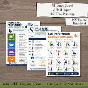Fall Prevention for Seniors, Balance Exercises, Home Safety Checklist, Caregiver Guide, Fall Risk Assessment, Senior Wellness Printable PDF