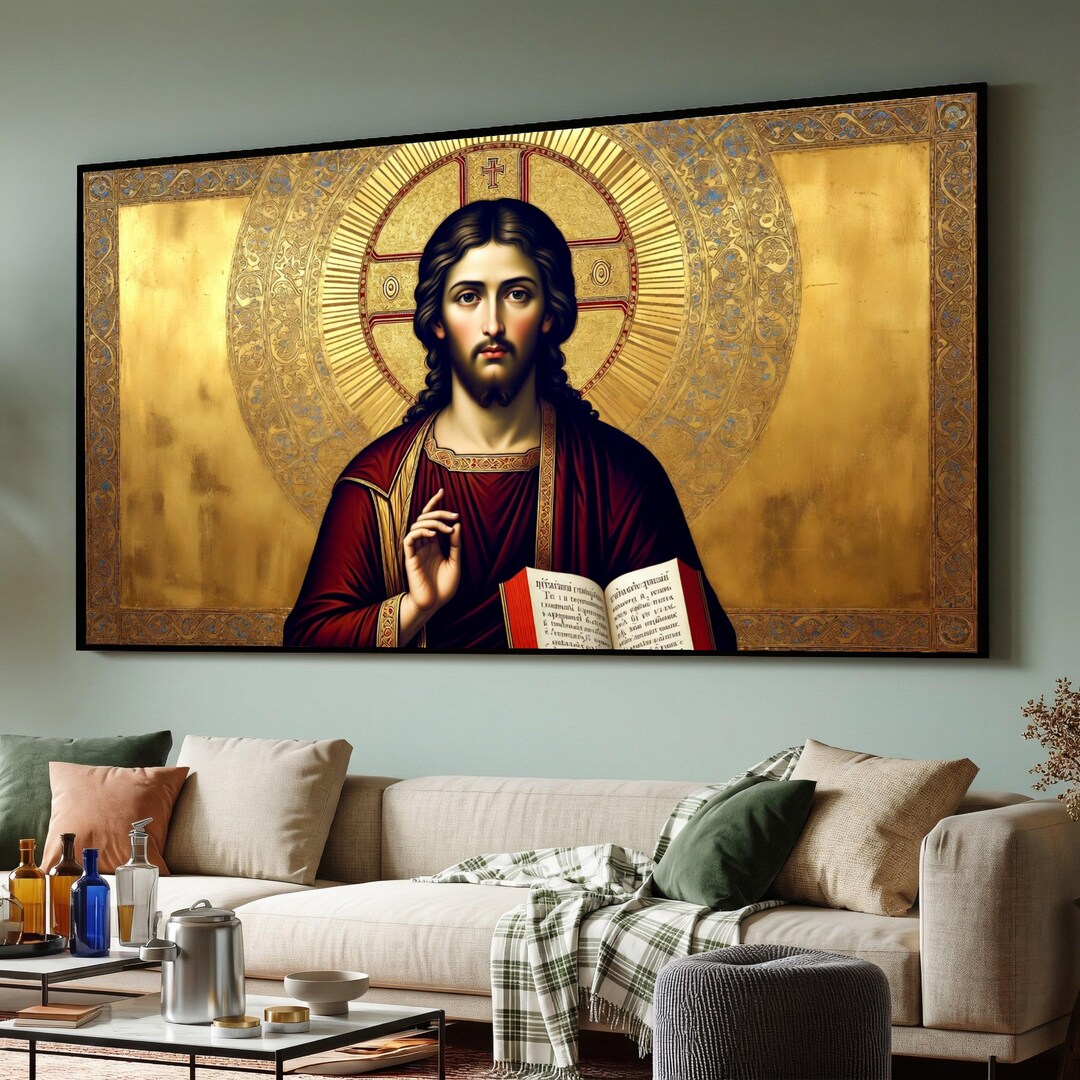 Jesus Christ Icon Canvas Wall Art, Religious Christian Decor, Spiritual ...