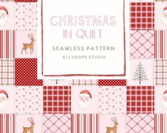 Christmas Pink and Red Quilted Seamless Pattern