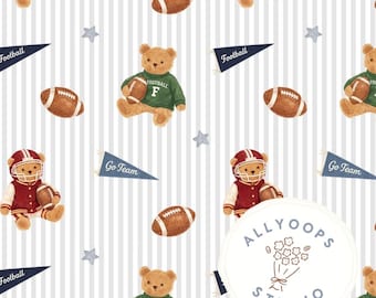 Game Day Teddy Bear Seamless Pattern