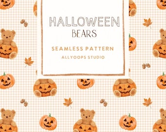 Halloween Teddy Bear Seamless Pattern