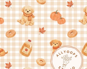 Fall Puppies Seamless Pattern