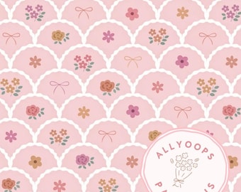 Fall Scalloped Floral Seamless Pattern