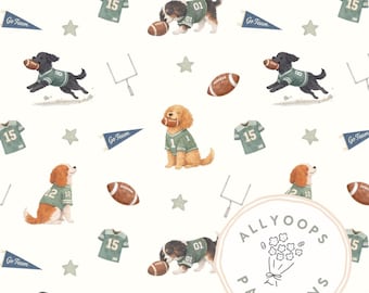 Football Dogs Seamless Pattern