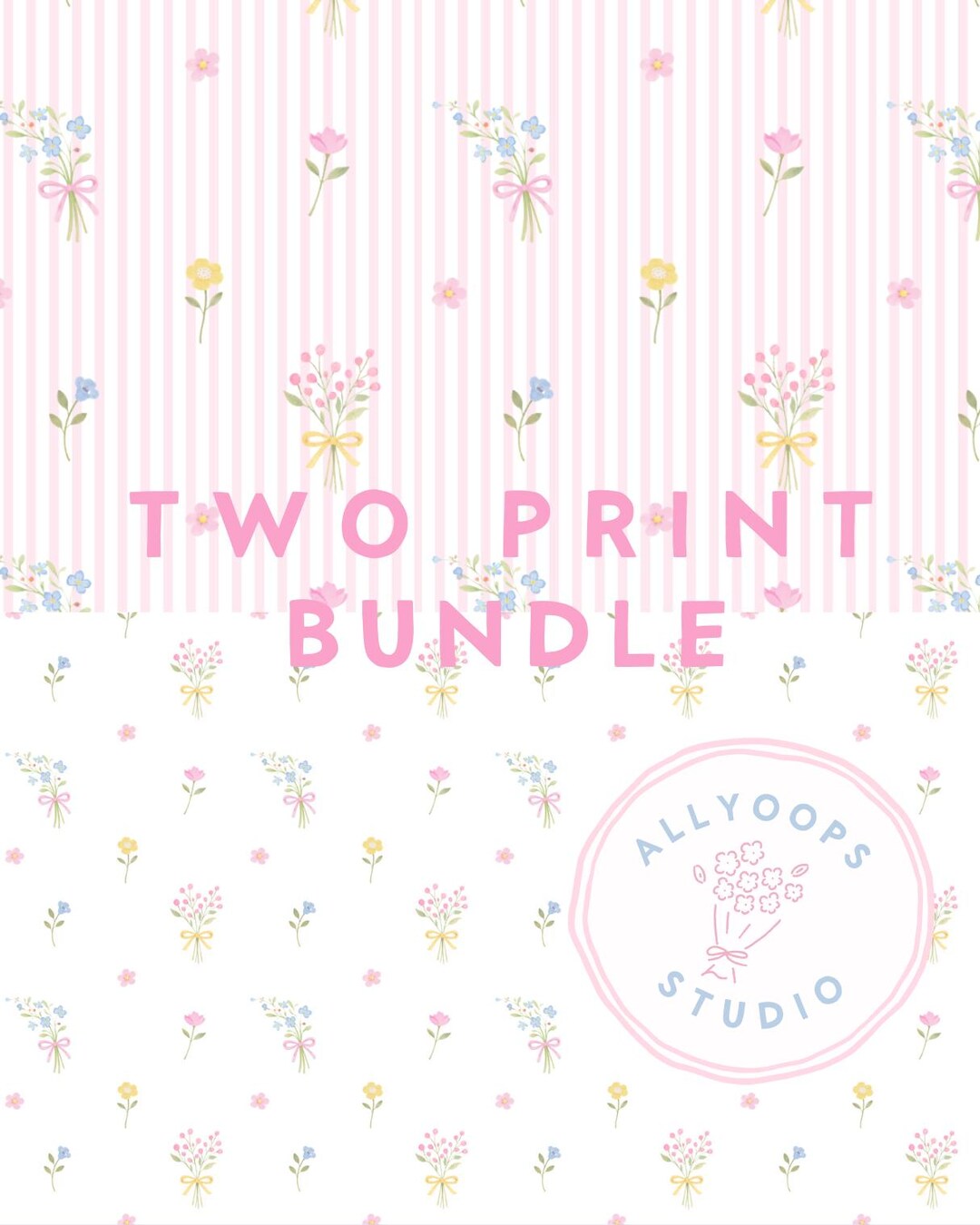 Pastel Floral Stripe and Dainty Floral Seamless Pattern Bundle - Etsy