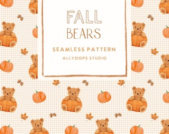 Fall Teddy Bear Seamless Pattern