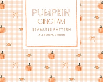 Pumpkin Gingham Seamless Pattern