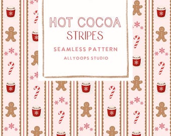 Hot Chocolate Christmas Stripes Seamless Pattern