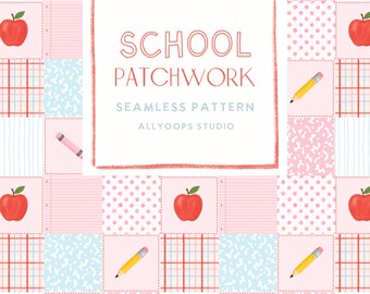 Back to School Patchwork Seamless Pattern