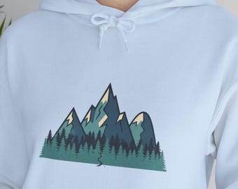 Mountain Adventure Hoodie – Travel Explorer Graphic Pullover, Outdoor Hiking Gift, Nature Lover Sweatshirt