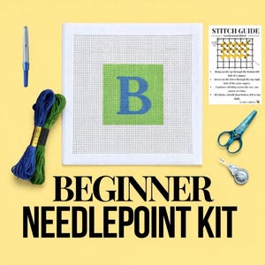 Needlepoint Beginner Kit - Custom Personalized 1 Letter Monogram Initial
