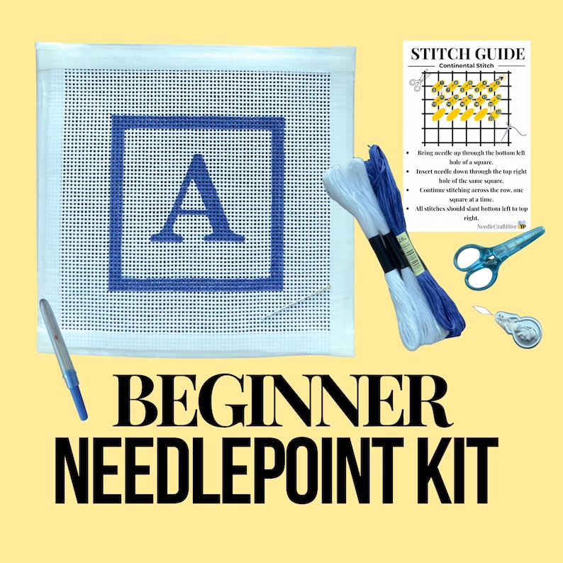 Needlepoint Beginner Kit - Custom Personalized Letter Monogram Initial image 1