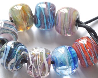 Handmade Lampwork Glass Beads, Round / Donut Shaped Handmade Glass Beads, Handmade Beads, Jewellery Supplies