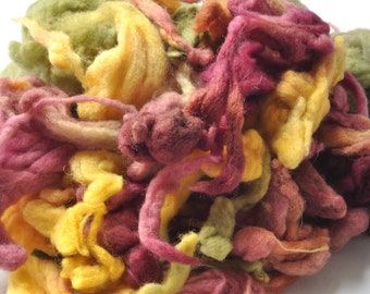 Hand Dyed Scoured Lambs Wool, 25 grams, Spinning, Blending, Art Batts, Felting, Dreads, Yarn, Weaving, Mixed Media, Textiles
