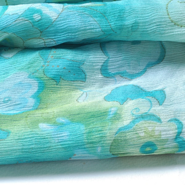 Silk Fabric Wide Width, Pure Chiffon Silk Fabric, Recycled Vintage Sari Silk Fabric, Dress Making, Collage, Mixed Media, Textile Art, Sewing