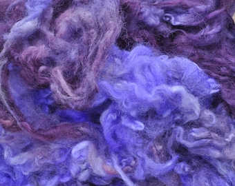 Lambs Wool, 25 grams of Hand Dyed Lambs Wool, Purple Shades, Spinning, Art Batts, Felting, Dreads, Yarn, Weaving, Mixed Media