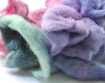 Hand Dyed Corriedale Batt Layers, 25 grams, Spinning, Felting