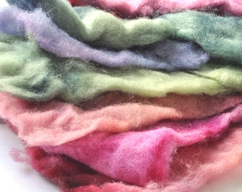 Hand Dyed Corriedale Batt Layers, 25 grams of Carded Corriedale Fibre, Spinning, Felting
