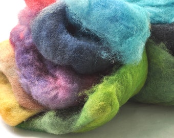 Hand Dyed Corriedale Batt Layers, 25 grams of Carded Corriedale, Fibre, Spinning