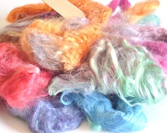 Soybean Fibre Top, 35 grams of Hand Dyed Mixed Colours, Spinning, Yarn Supplies, Felting