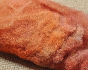 Hand Dyed Perendale Batt Layers, 25 grams, Burnt Orange, Spinning, Art Batts, Felting, Felting Fibre, Textile