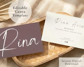 Minimalist Elegant Business Card Template | Editable Canva Business Card | Instant Digital Download