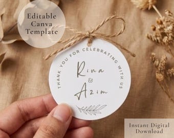 Editable Wedding & Event Door Gift Tag Cards / Stickers