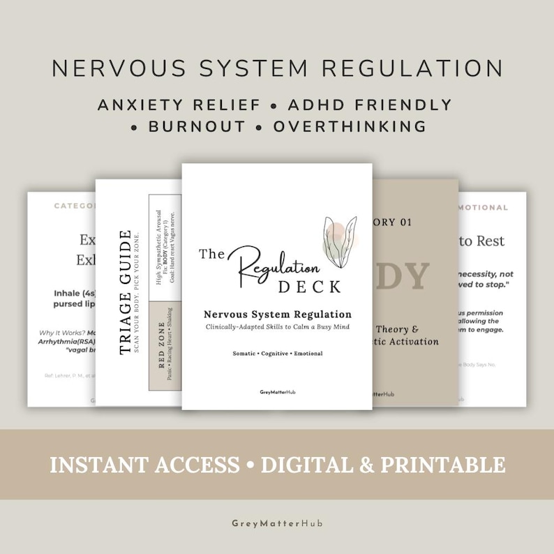 Nervous System Regulation Cards | Anxiety, ADHD Calming Tools | Somatic ...