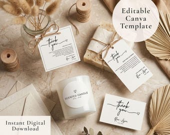 Minimalist Gift Tags Bundle | Editable Canva Templates | Printable Stickers | Neutral Script Designs | Digital Download