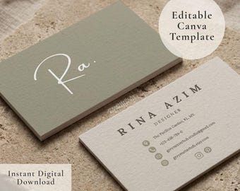 Minimalist Business Card Template | Editable Canva Template | Printable Boho Neutral | Digital Download