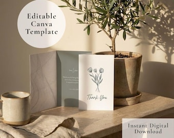 Minimalist Thank You Card | Editable Canva Template | Printable Note | Digital Download