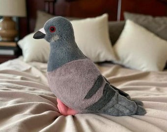 Soft Plush Pigeon Toy: Stuffed Animal Pillow, Grey Bird Plushie