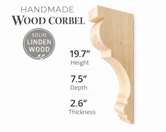 Ménsula de madera tallada a mano – Soporte decorativo de madera de tilo