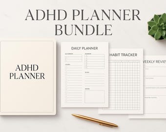 ADHD Planner Printable Bundle | Minimalist Daily Productivity (PDF)
