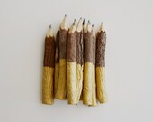 small gold dip twig pencils - hand painted - 4" (10 pencils)