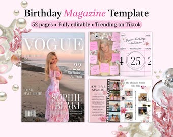 Modello Canva per rivista di compleanno per regalo migliore amica/amicizia/edizione estiva regalo personalizzato (download digitale)